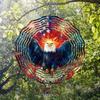 2D Patriotic Eagle Wind Chime Kinetic Metal Art for Outdoor Decor Rotating Hook Colorful Reflective Garden Ornament Unique Gift Idea