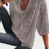 2025 European & American Lace U-Neck Loose Fit Three-Quarter Sleeve Top