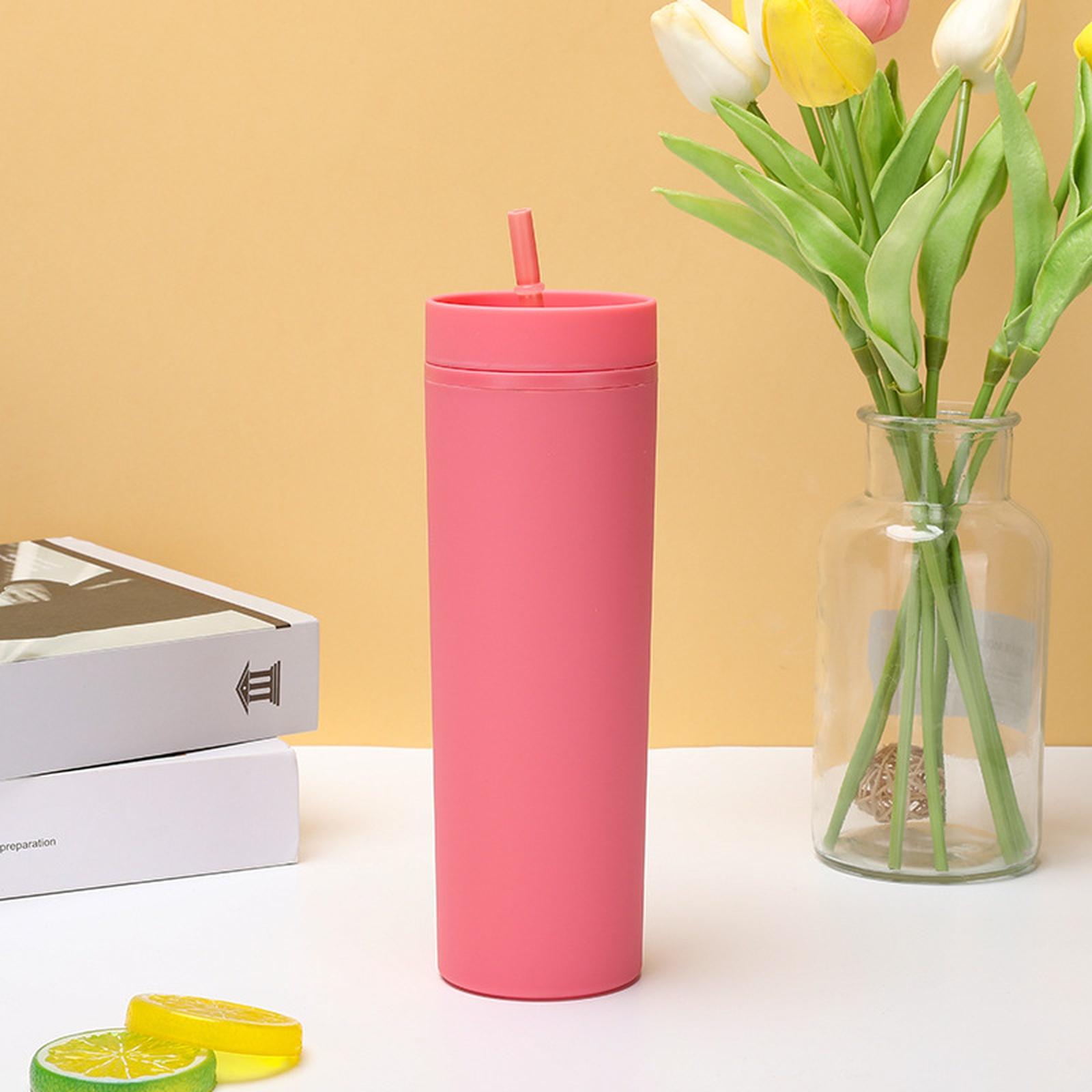 

Double Layer Plastic Straight Cup Frosted AS Straw Cup Rubber Paint Travel Cup one size