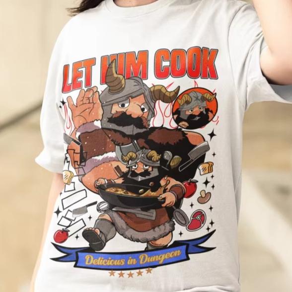 

Высококачественная аниме мультяшная классическая футболка для мужчин и женщин с принтом Delicious in Dungeons, хлопковая, повседневная, подарок для любителей аниме 4XL