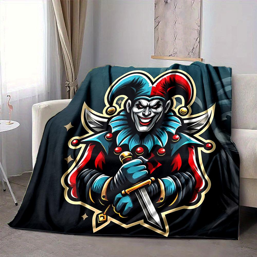 1pc Jester Knight Blanket, Lightweight Flannel Throw Blanket for Sofa, Bed, Travel, Camping, Living Room, Office, Couch, Chair, and Bed