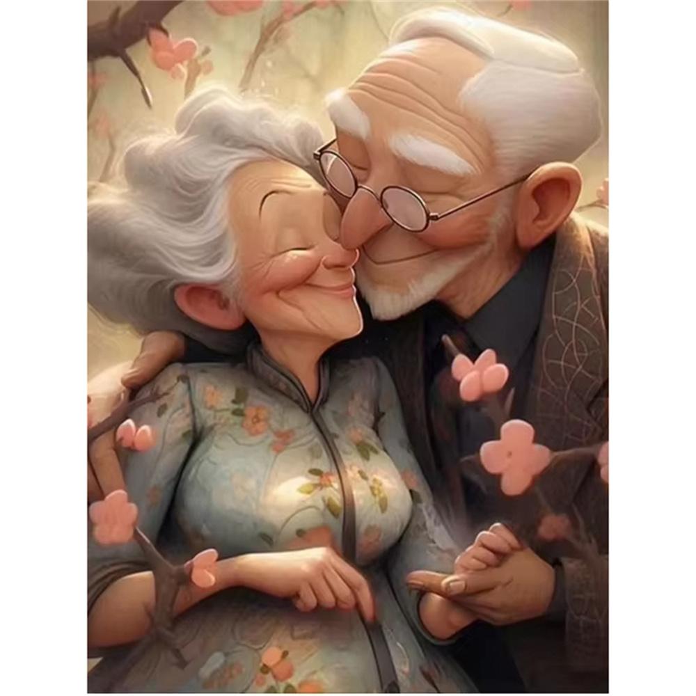 

5D Diy Алмазная картина Мультфильм Повседневная бабушка Полный квадрат Круглый горный хрусталь Мозаика Вышивка Свадебное украшение Round 30x40cm