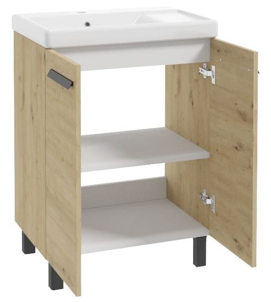 Freestanding Bathroom Cabinet with Washbasin and Drainer 80x60cm Artisan Oak Bonita