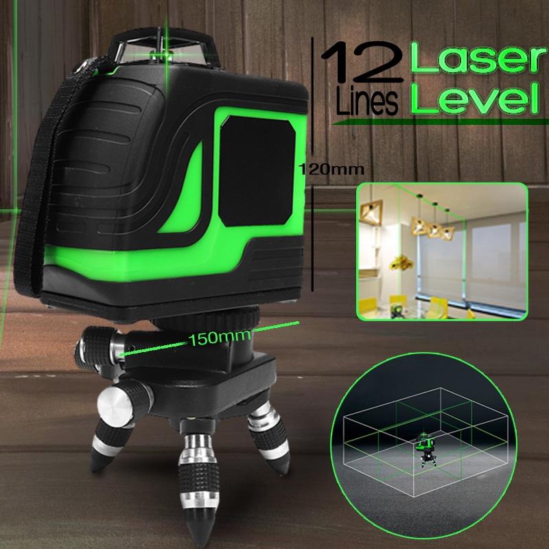 IP54 12 Lines Laser Level  Green Self Leveling 3D Vertical Horizontal Leveling Tool