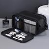 Men's Large Capacity Waterproof PU Leather Toiletry Bag Travel Cosmetic Organizer for Business Trip and Gym
