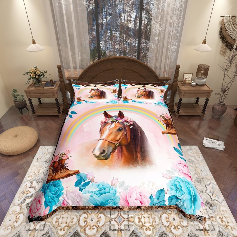Comforter Homewish Western Cowgirl Boot Rustic Sunflower Cactus Bedding Setcartoon Brown Stars Bed Set