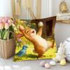 Easter Decoration Throw Pillow Covers Golden Spring Floral Bunny Eggs Holiday Decorative Pillowcases for Sofa Couch Home Decor