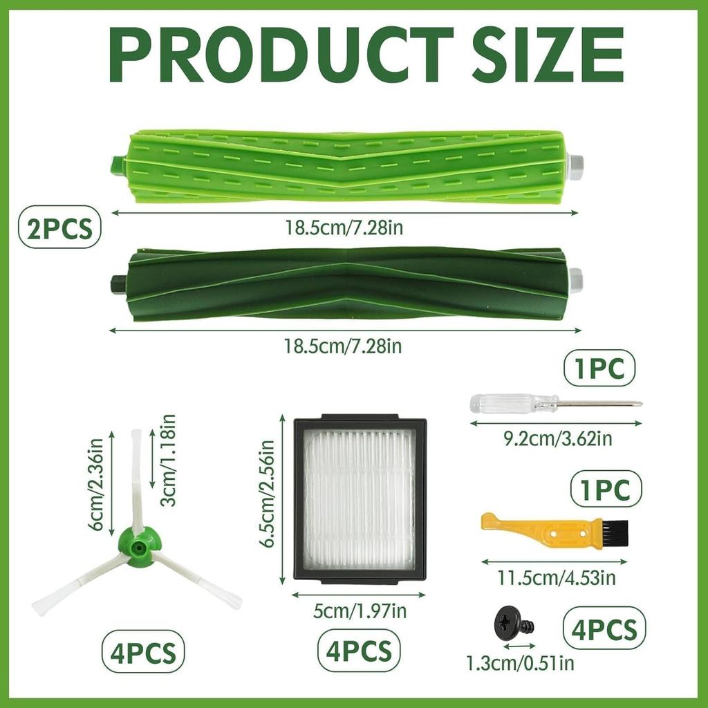 Replacement Parts for iRobot Rubber Roller for iRobot, Vacuum Cleaner Replacement Parts High Efficiency Replacement Brush Filter Kit for iRobot Roomba