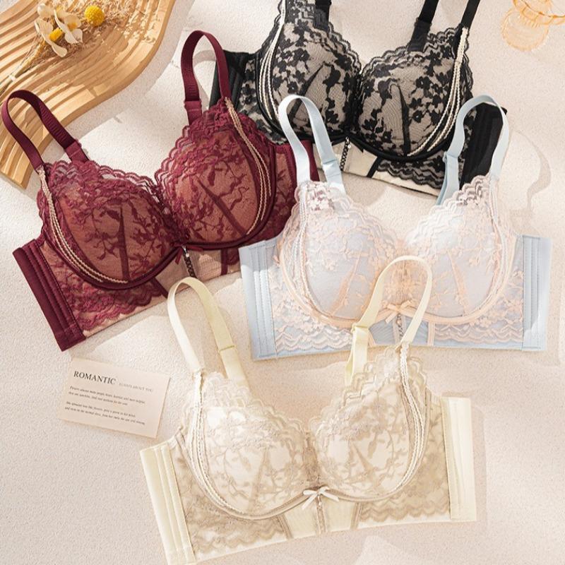 Sexy Spitzen-Push-up-BH mit Seitenverhältnis, Anti-Erschlaffung Seitenbrustanpassung Bügelloser BH