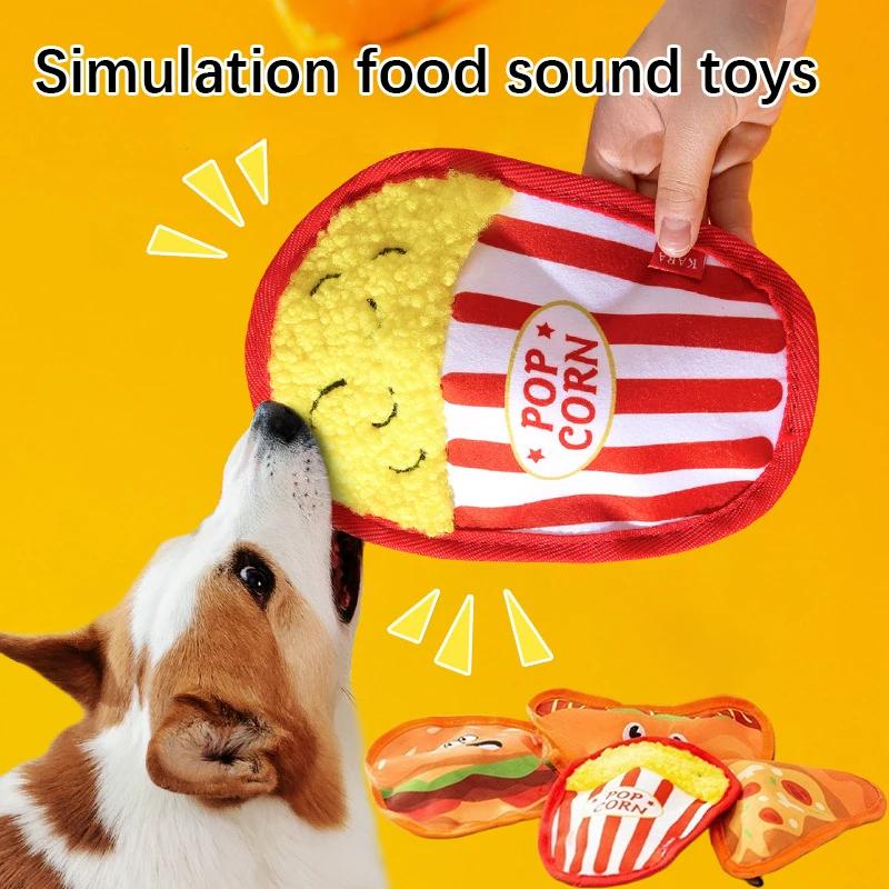 New Dog Toys Burger Fries Simulated Food Cats Dogs Gnaw Soothing Relieve Boredom Toy Teeth Grinding Bite Resistant Pet Products