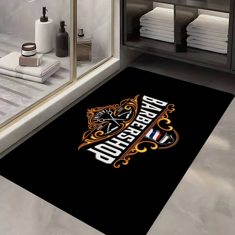 Barber Shop Fashion Floor Mat Rectangle Anti-slip Home Soft Badmat Front Door Indoor Outdoor Mat Welcome Doormat