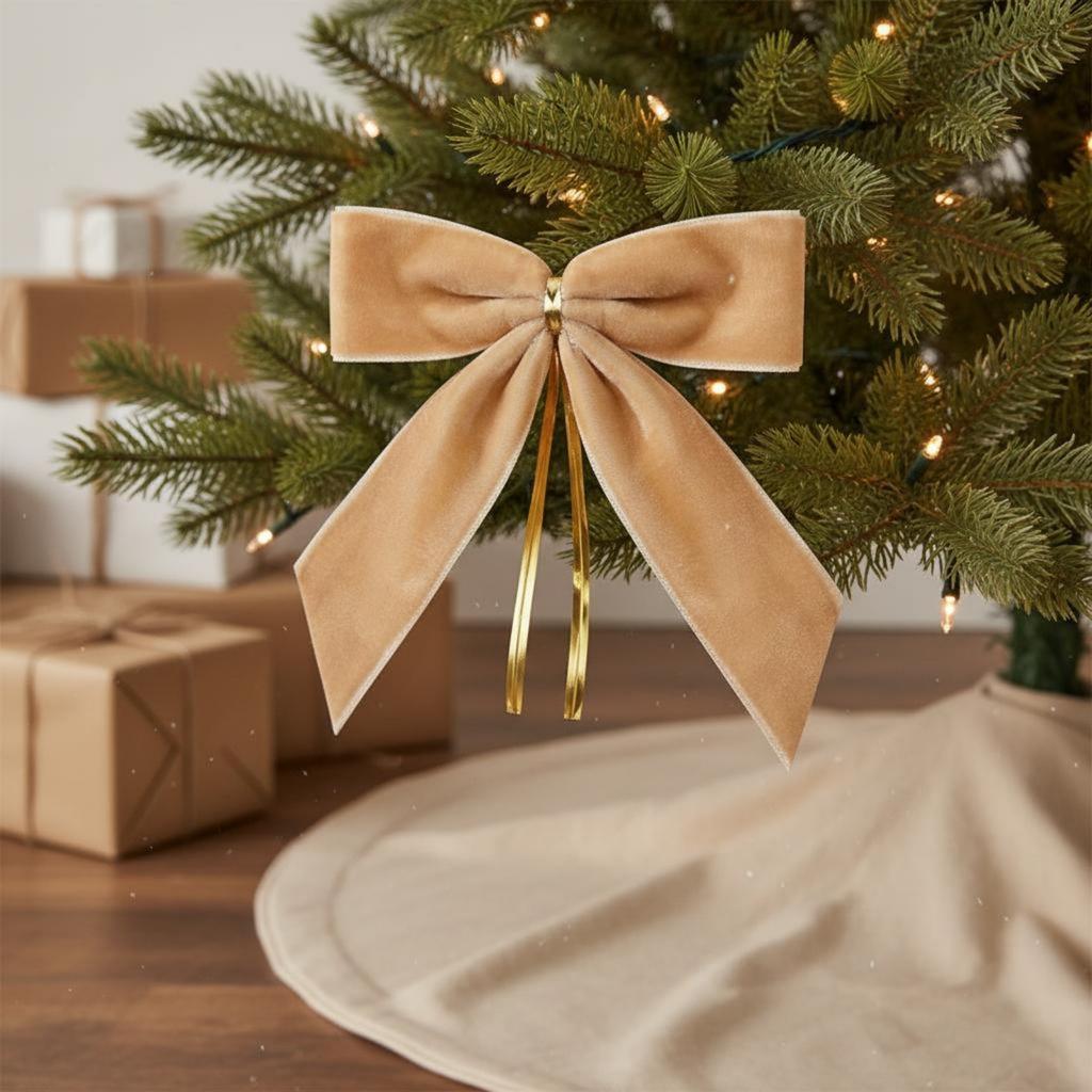 Velvet Bow Decoration Festive Bow Ornament Holiday Decor Easy to Hang Pre-Shaped