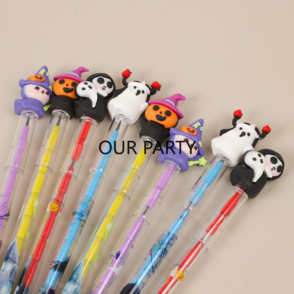 

10Pcs Cute Ghost Pumpkin Witch Stackable Block Painting Pencils for Kids Birthday Party Favors Halloween Theme School Rewards