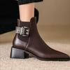 Women's Boots Mid Heel Pointed Solid Color Versatile Soft Leather Fashionable Short Boots Women Shoes Ankle Boots for Women
