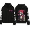 New Anime Demon Slayer Infinity Castle Akaza Printed Zipper Hoodie Harajuku Manga Oversized Pullover Hoodies Y2k Zip Up Hoodie