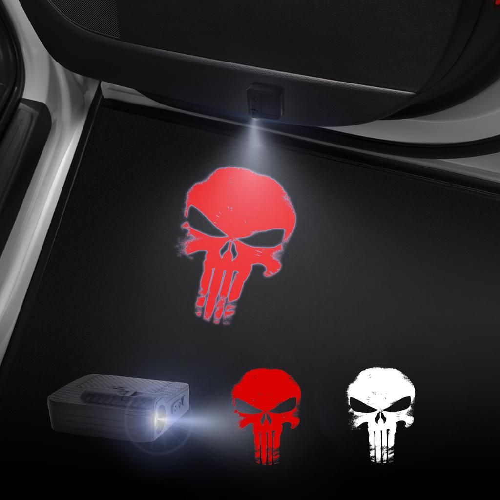 1/2PCS Skull Head Car Door Welcome Lights Laser Projector Logo Wireless Sensing For Jeep Wrangler Opel Hyundai Volvo Ford Dodge ALY1