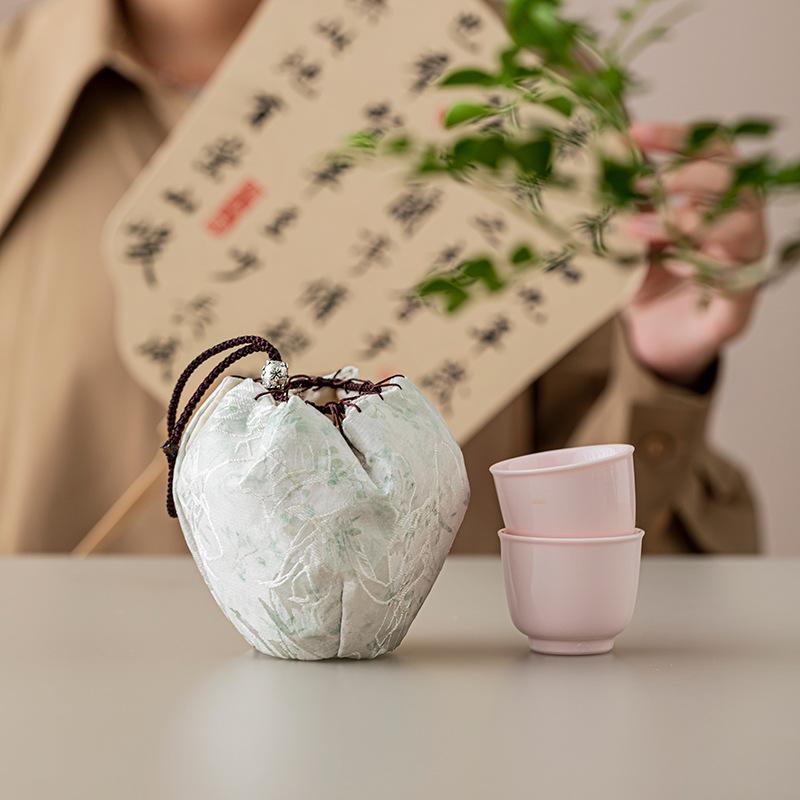Chinese Style Small Storage Bag Vintage Portable Candy Storage Bag Tea Ceremony Thicken Protective Cup Bag Outdoor Accessories