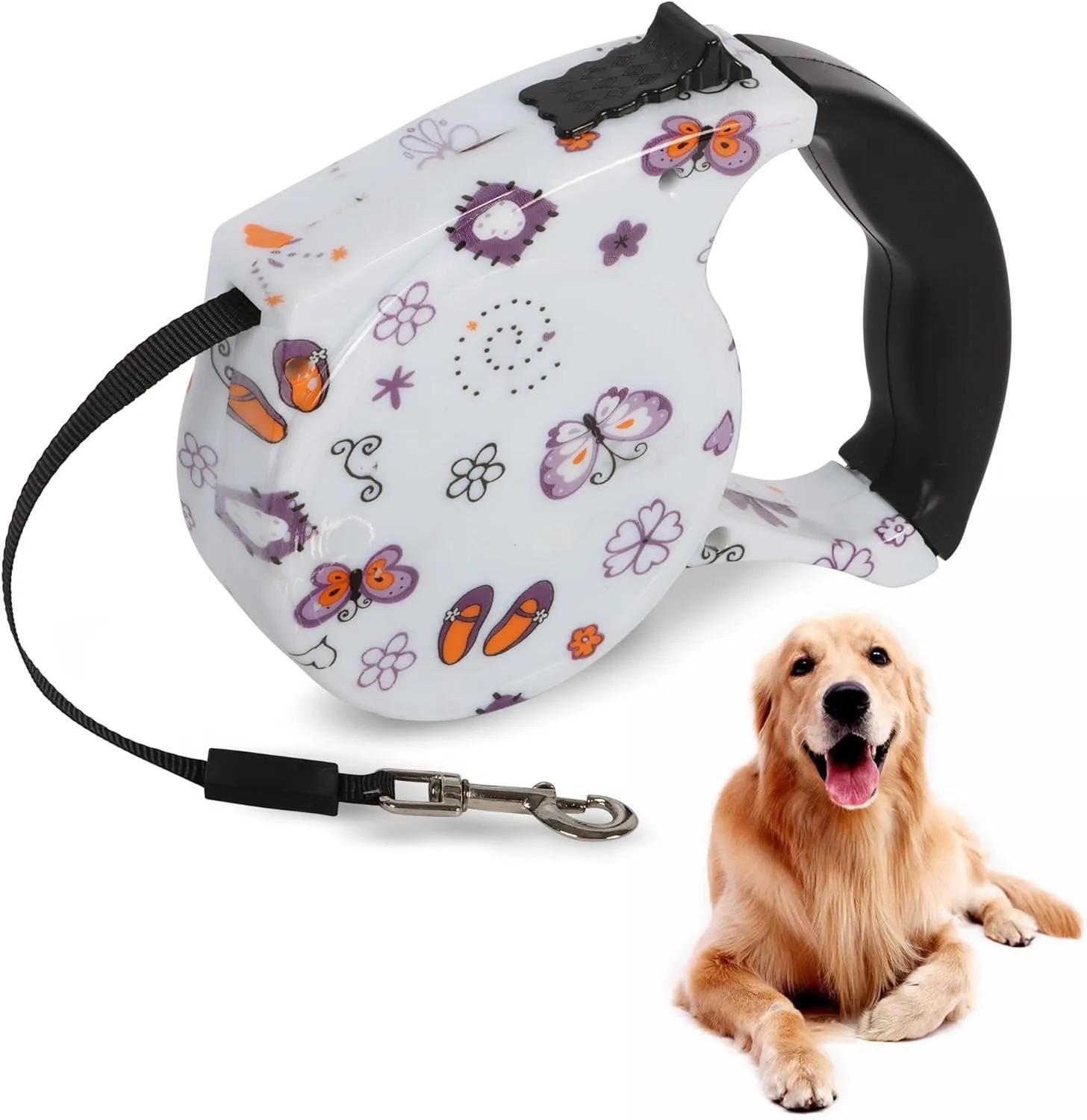 

Автоматический выдвижной поводок из нейлона для собак, прочный удлиняющийся поводок для кошек, рулетка для ходьбы и бега щенков для маленьких собак белый