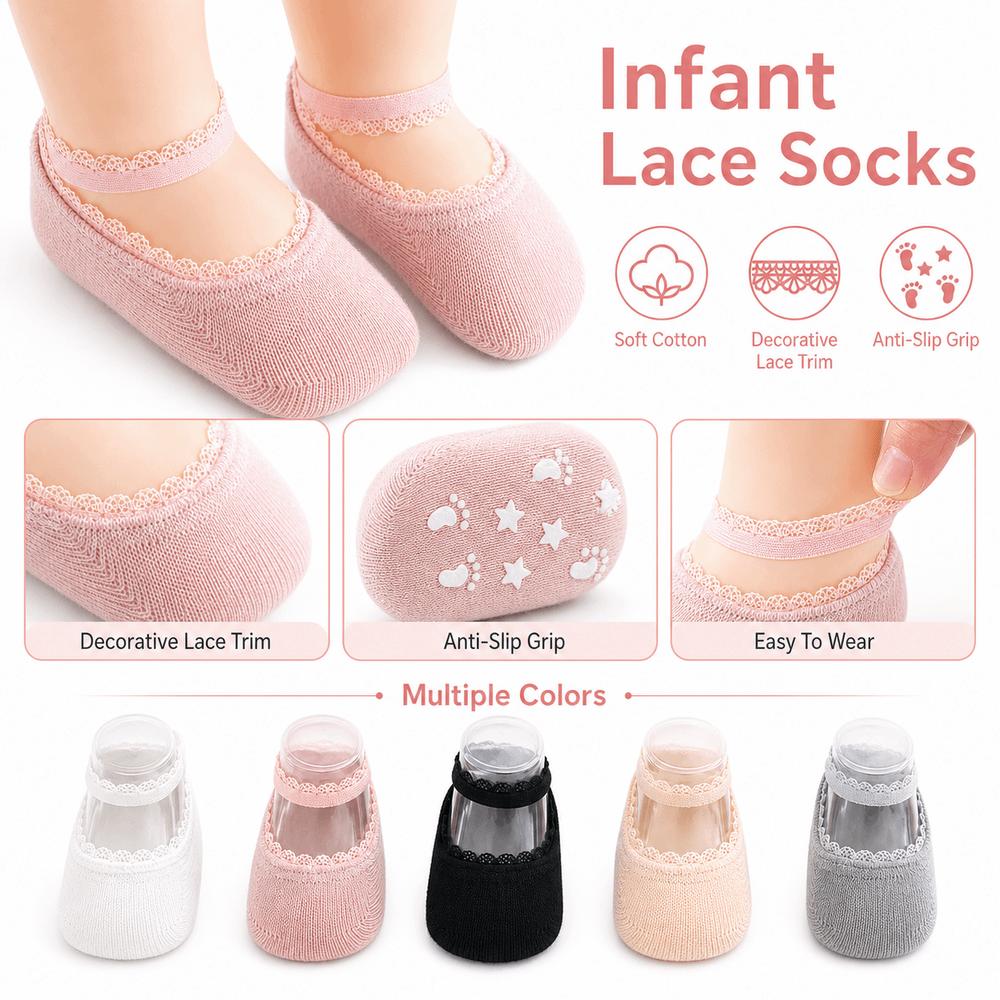 Soft Cotton Infant Lace Socks Solid Color Baby Socks New Newborn Socks Summer Baby Wear