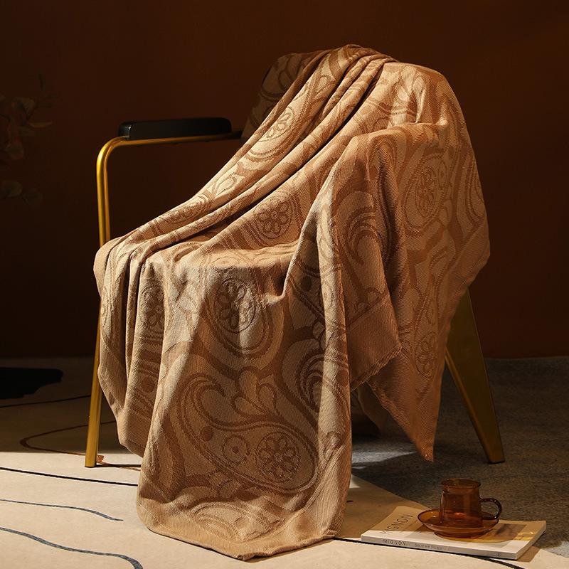 Geometric Jacquard Knitted Blanket Bed Sofa Decorat Outdoor Camping Blanket Plaid Bedspread Tapestry First Class Aviation Blanket Air Condition Quilt