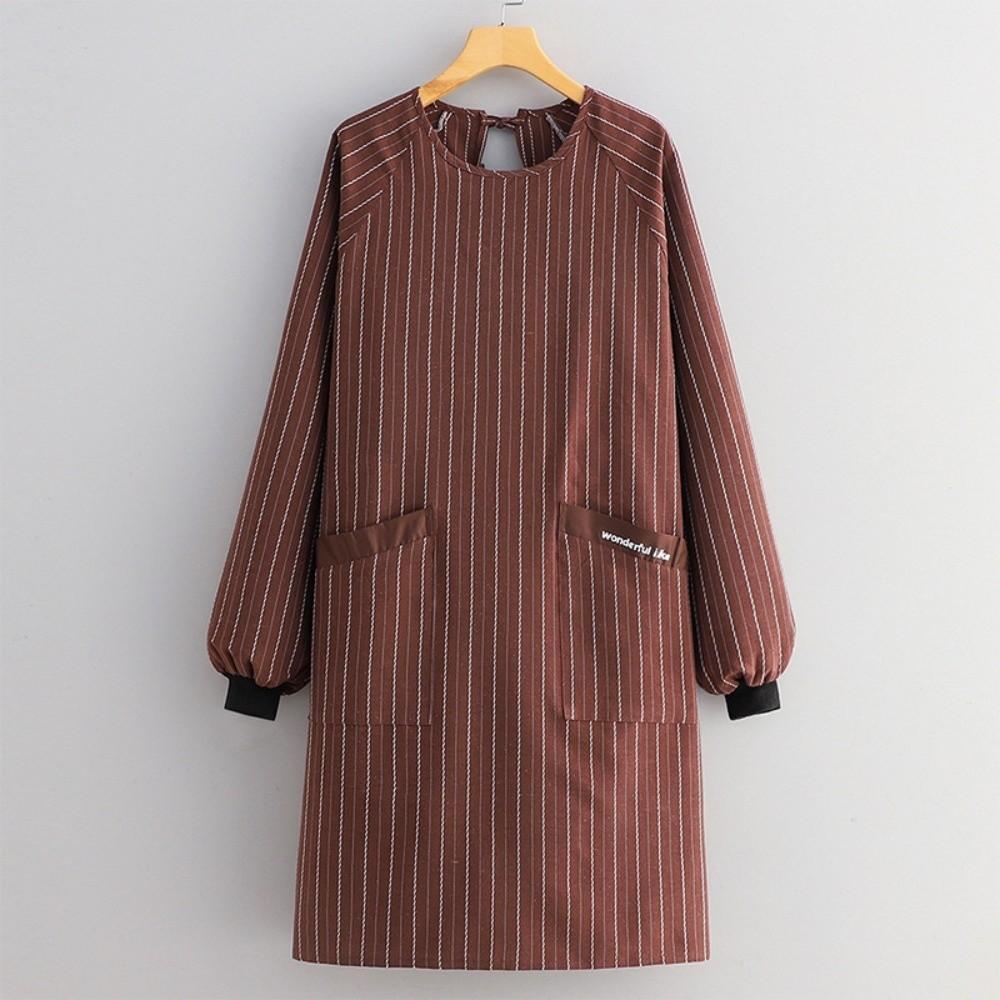 Stain Resistant Long Sleeve Apron Polyester Cotton Working Clothes Kitchen Cover Up  Kitchen Use