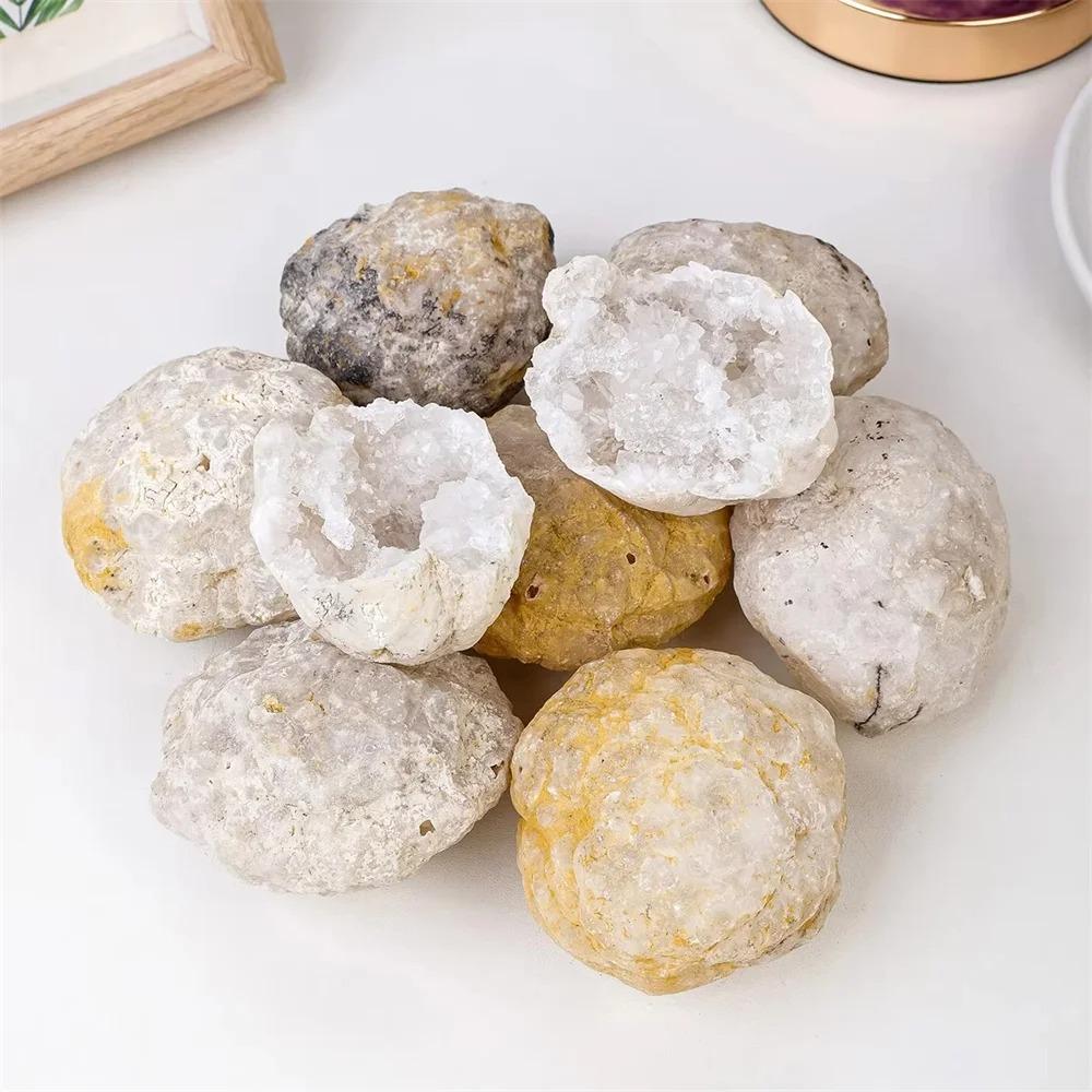 Naturlig Uåbnet Achat Geode Rå Krystaller Mineral Energi Helbredelse Rå Sten Krystalklase Hule Samlingsprøve dekoration