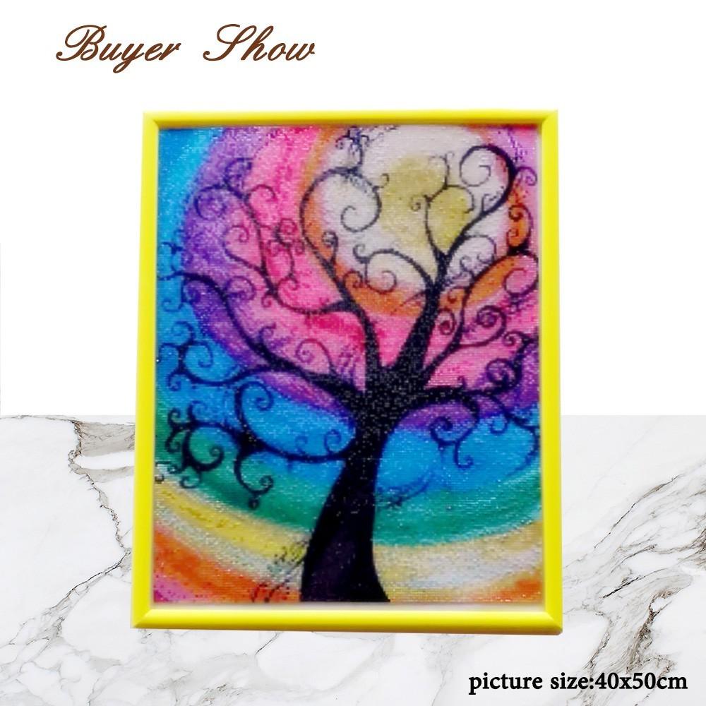 huacan Paint With Diamonds Scenery Tree Diamond Painting Full Round Landscape Picture Of Rhinestone Mosaic Flowers