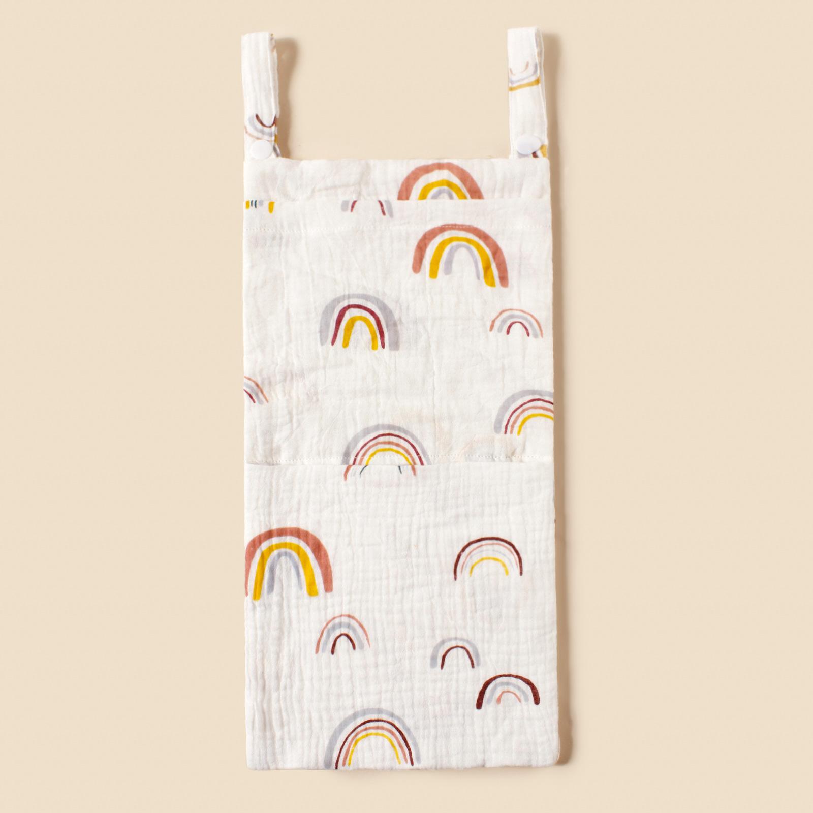 

Cotton Baby Bedside Hanging Bag Dual-pocket Toys Diaper Storage Bag Portable Newborn Bedside Multi-functional Nappy Bag