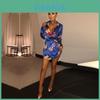 Elegant Women's Fashion Satin Floral Print Shirt Mini Dress Perfect For Casual Occasions