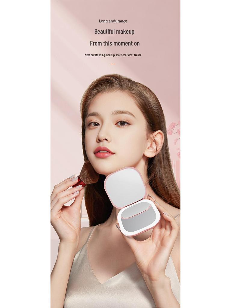 Rechargeable Portable LED Makeup Mirror with Light, Double-Sided, Custom Magnification, Compact Folding Design