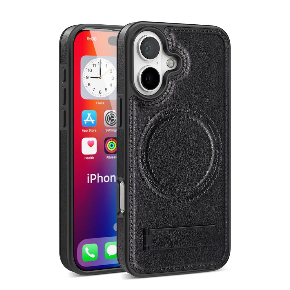 KEYSION Luxuxy PU Leather Magnetic Case for MagSafe for iPhone 16 Plus 15 Kickstand Shockproof Phone Cover for iPhone 15 16 Plus