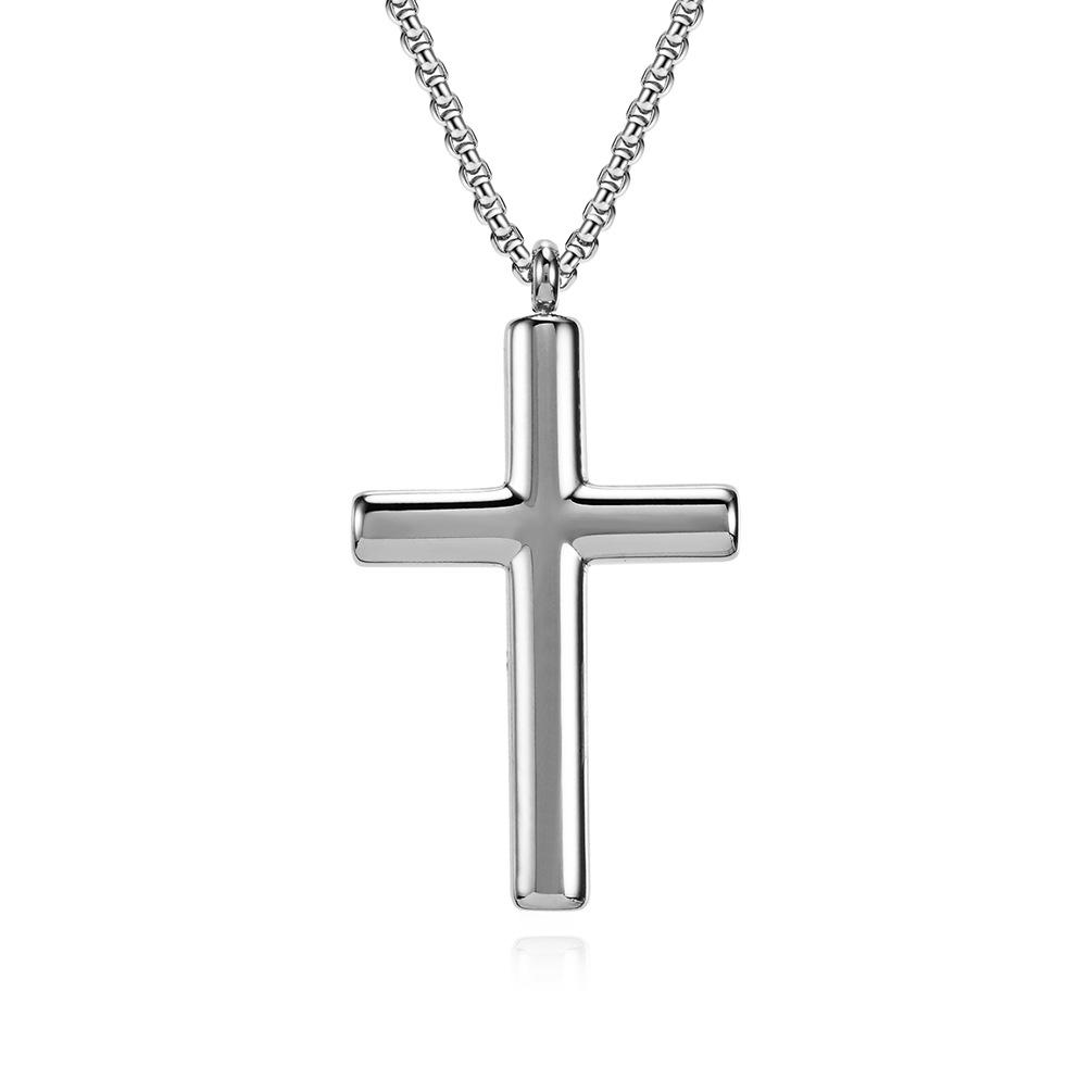 Simple Curved Titanium Steel Cross Necklace ,Neutral And Cool Style Pendant For Men And Women To Wear