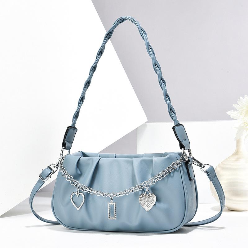 

Small bag women s cloud bag chain niche underarm bag 2025 new trendy ins shoulder messenger bag woven portable синій