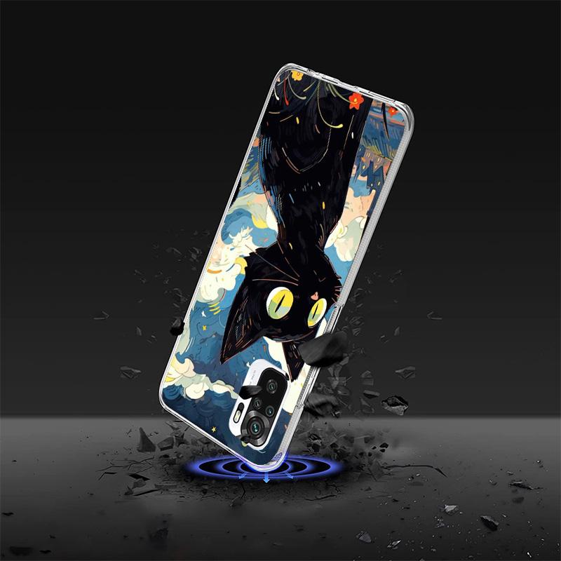 Anime Cute Black Cat Meow Phnoe Case for Phnoe Case for Xiaomi Redmi Note 15 14 14S 13 Pro Plus 12 12S 11S 11E 10S 10 11T 5G Uni