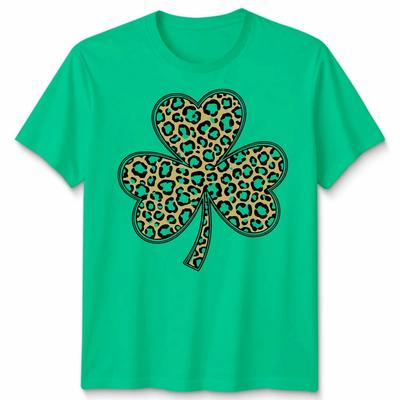 Shamrock Glitter Leopard Clover Unisex TShirt St Patricks Day Irish Tee