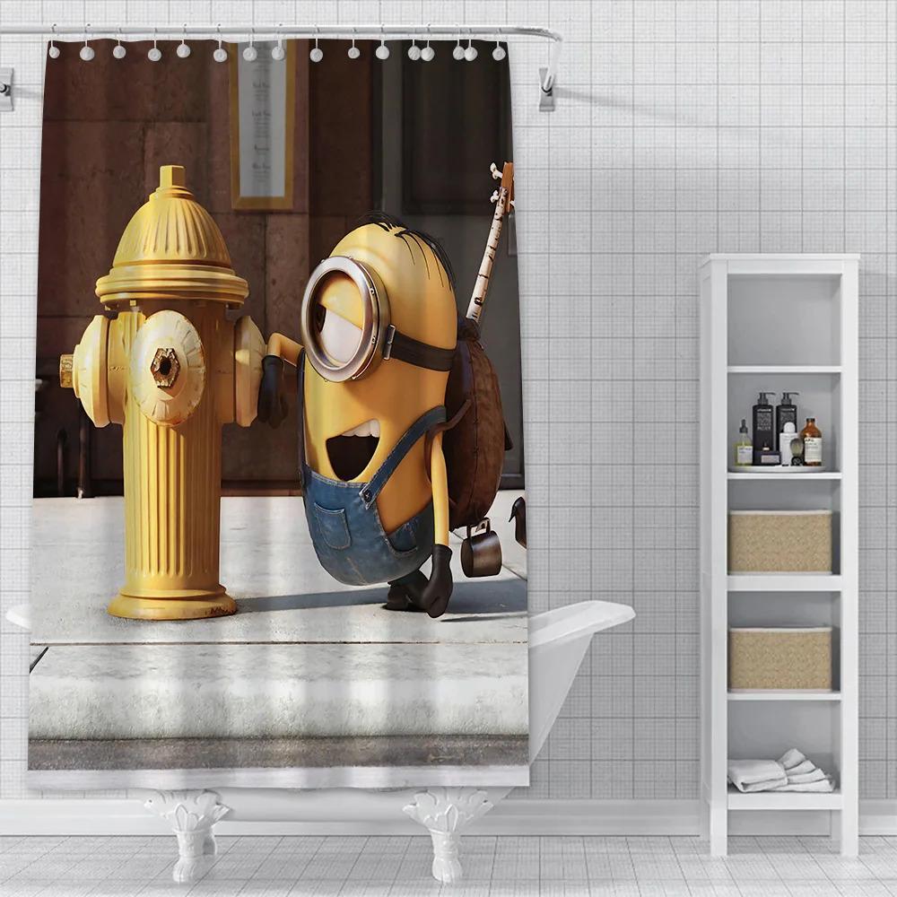 JDJ32Hot S-Minions Cartoon Shower Curtain Waterproof Polyester Fabric Paint Colorful Bath Curtains Home Bathroom Curtain Wit3M
