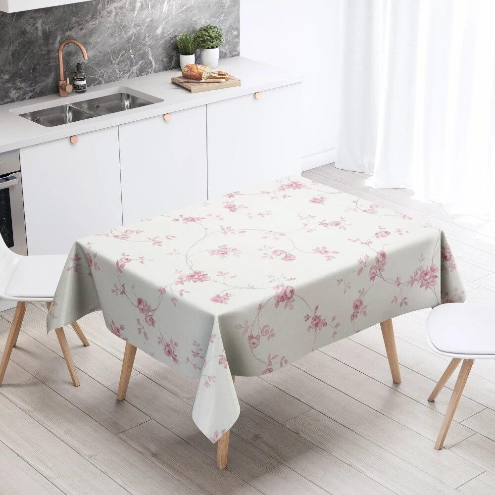 Cartoon Floral Tablecloth Home Decor Stain Resistant Waterproof Table Decoration Rectangular Kitchen Fireplace Countertop