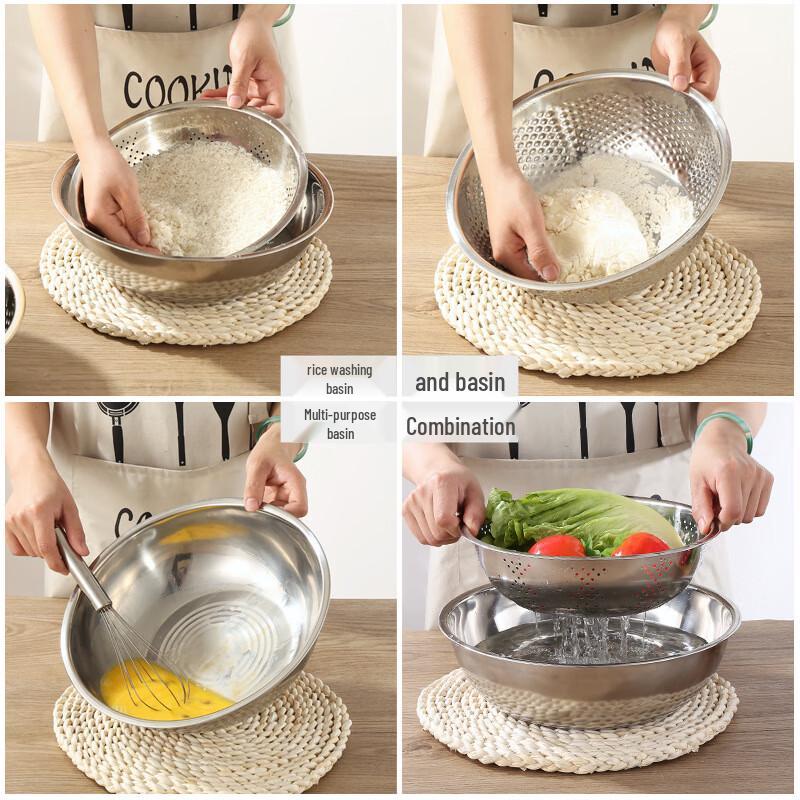 3-Piece Stainless Steel Kitchen Basin Set