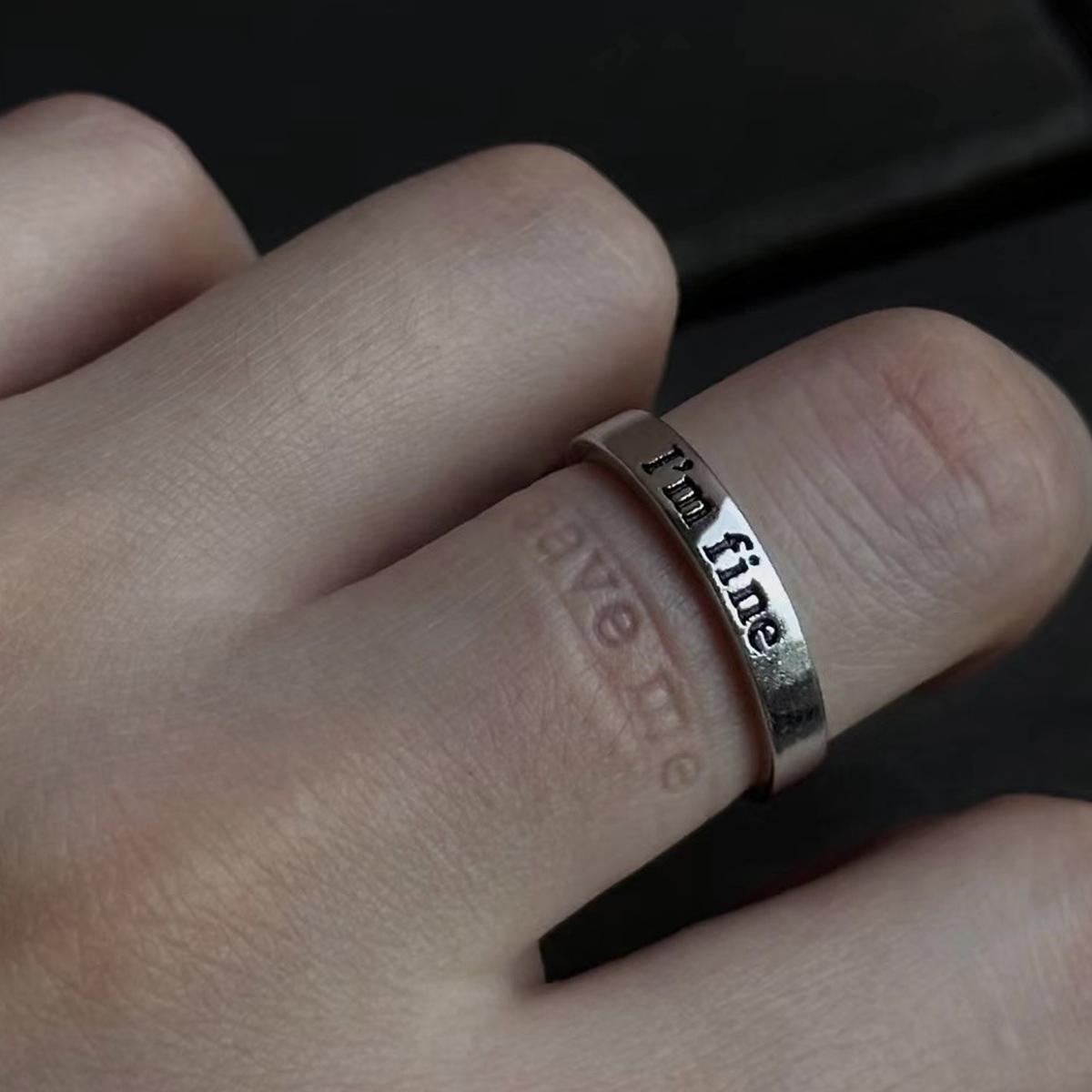 

Ретро Со мной все в порядке/Спаси меня Креативные буквы Регулируемое открытое кольцо для женщин Панк Готика Дерзкий Циркон Винтажные аксессуары Унисекс подарок resizable