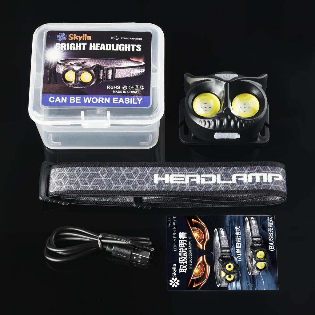 Skylla LED USB Neue Helle LED Outdoor Stirnlampe mit Einstellbarem Lichtstrahl 10 Stunden Kontinuierliche Stirnlampe mit Batteriestandsanzeige Wasserdicht und Ideal für die Nacht
