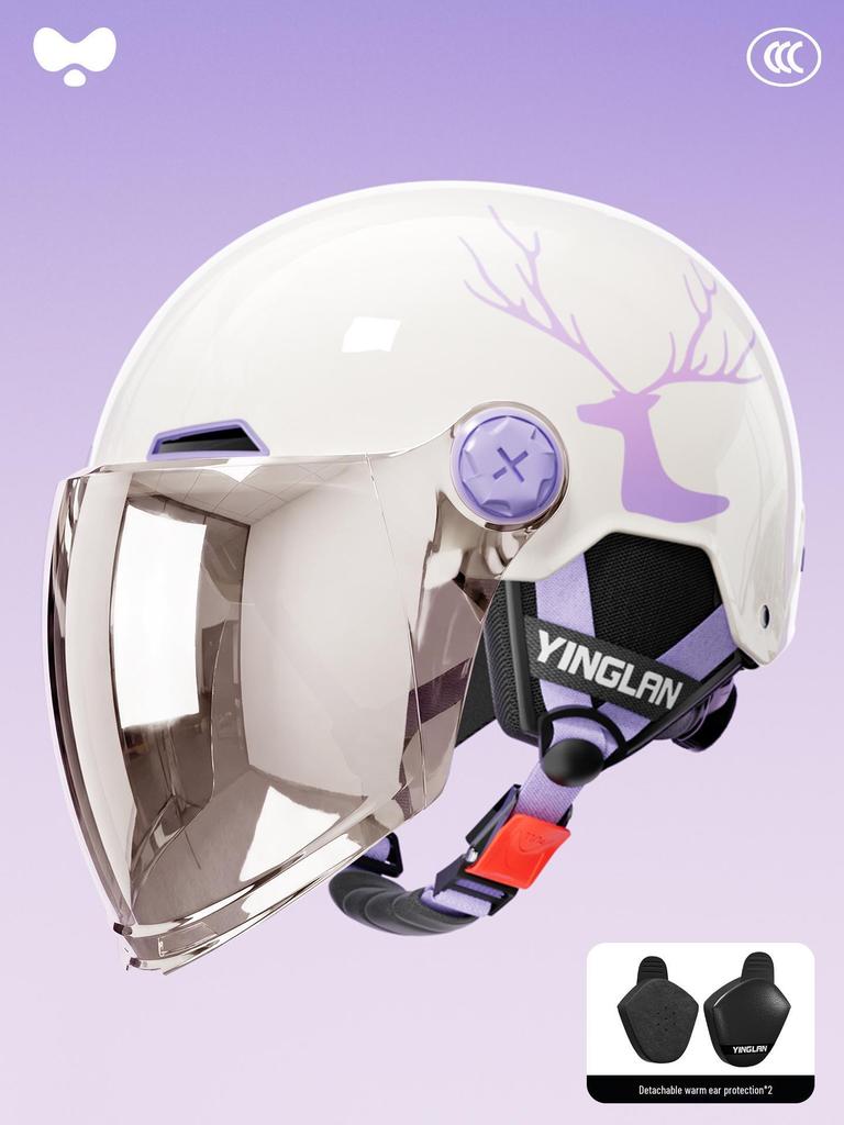 3C Certified Women's Electric Vehicle Helmet: Retro, All-Season, Winter Warmth for Motorcycles & Scooters