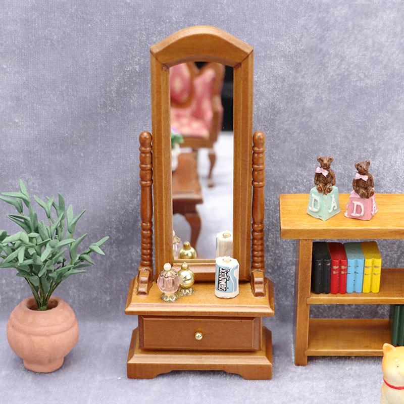 1/12 Dollhouse Simulation Dressing Mirror Vertical Mirror Model Doll Home Furniture Floor Mirror Micro Living Scene Accessory