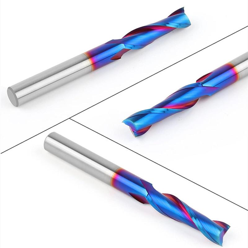 1/4 Inch Shank 2 Flute  Up/Down Cutting Spiral Milling Cutter, Carbide Milling Cutter CNC Router Bit Accurate Groove Slot