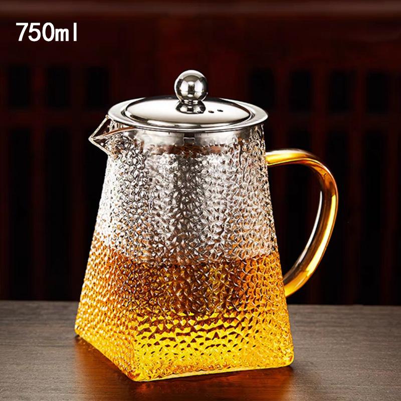 High Quality Hammer Glass Teapot With Stainless Steel Filter Puer Tea Maker Heat Resistant Glass Teapot and Cup Set Kettle Pot