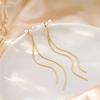 New Gold Color Long Pearl Tassel Dangle Earrings For Women Wedding Drop Earring Fashion Jewelry Gifts