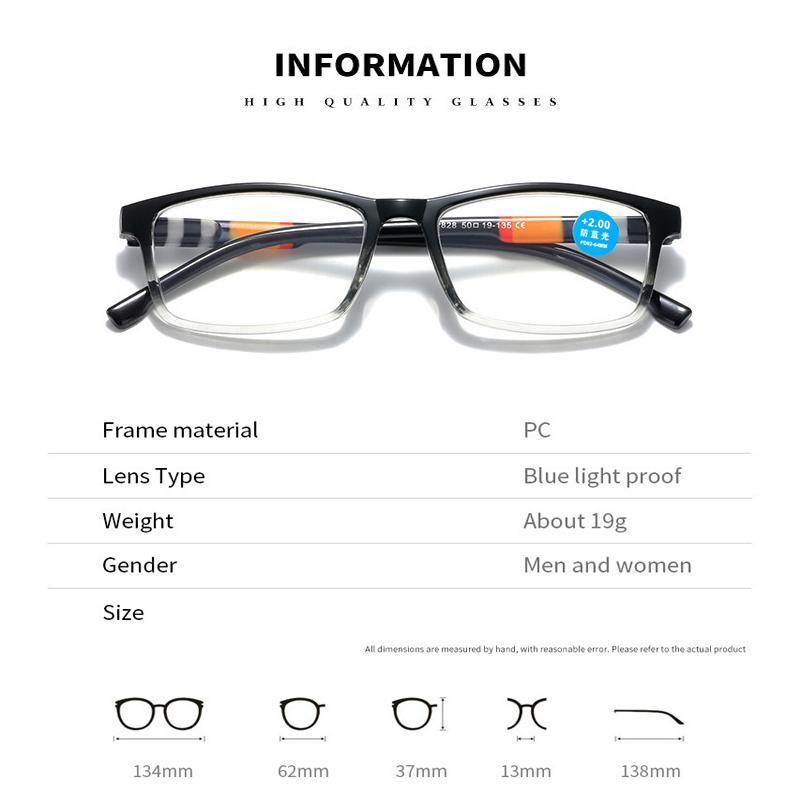 Fashion Anti-blue Reading Glasses 2 Pairs Of Protective Reader Glasses Unisex Comfortable Reading Glasses 653