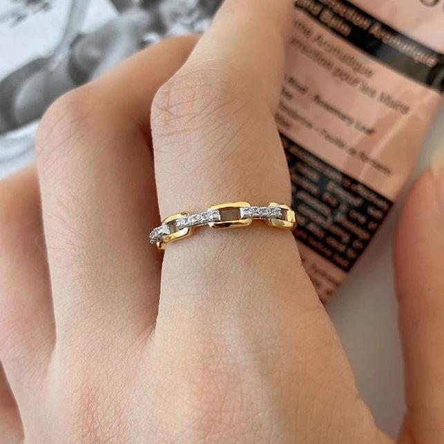 Dainty Minimalist Stacking Ring For Women Trend Cubic Zircon Gold Color Crystal Finger Accessories for Female Jewelry Gift R737