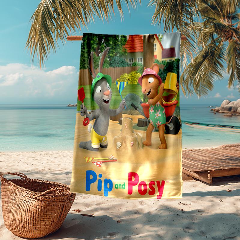 Ultra-Soft Beach Towel with Pip and Posy Theme,Ideal for Pool - Camping, Diving - Perfect Travel Essential, Vibrant Beach Towel.