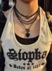 4 szt./zestaw Gotycki Punk Czarny Serce Gwiazda Frędzle Wisiorek Choker Naszyjnik dla Kobiet Vintage Metalowy Gruby Łańcuch Akcesoria Biżuteria Y2K