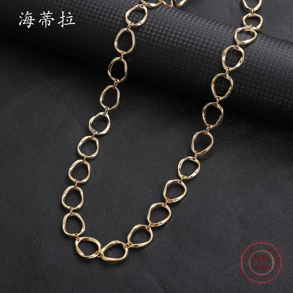 New irregular ring long necklace, personalized fashion women's winter simple ring sweater chain